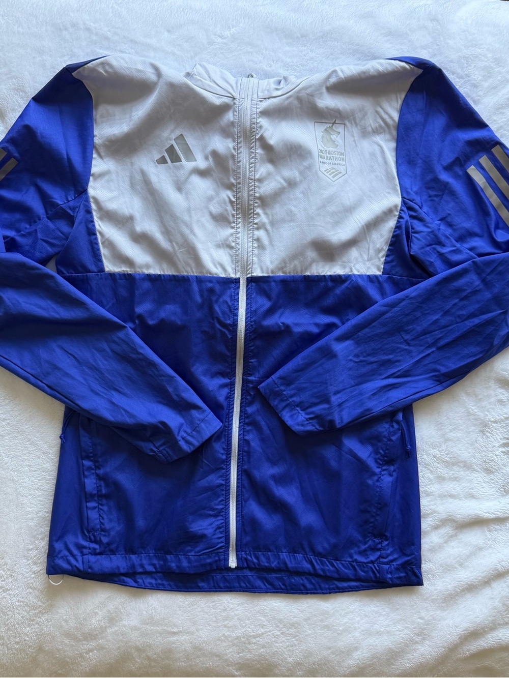 ADIDAS 2025 Boston Marathon Jacket in Lucid Blue and Dash Grey NWT